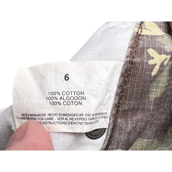 Gloria Vanderbilt Women's Floral Print Capri Pants Sz 6 Cotton Brown Beige Boho - Picture 5 of 15